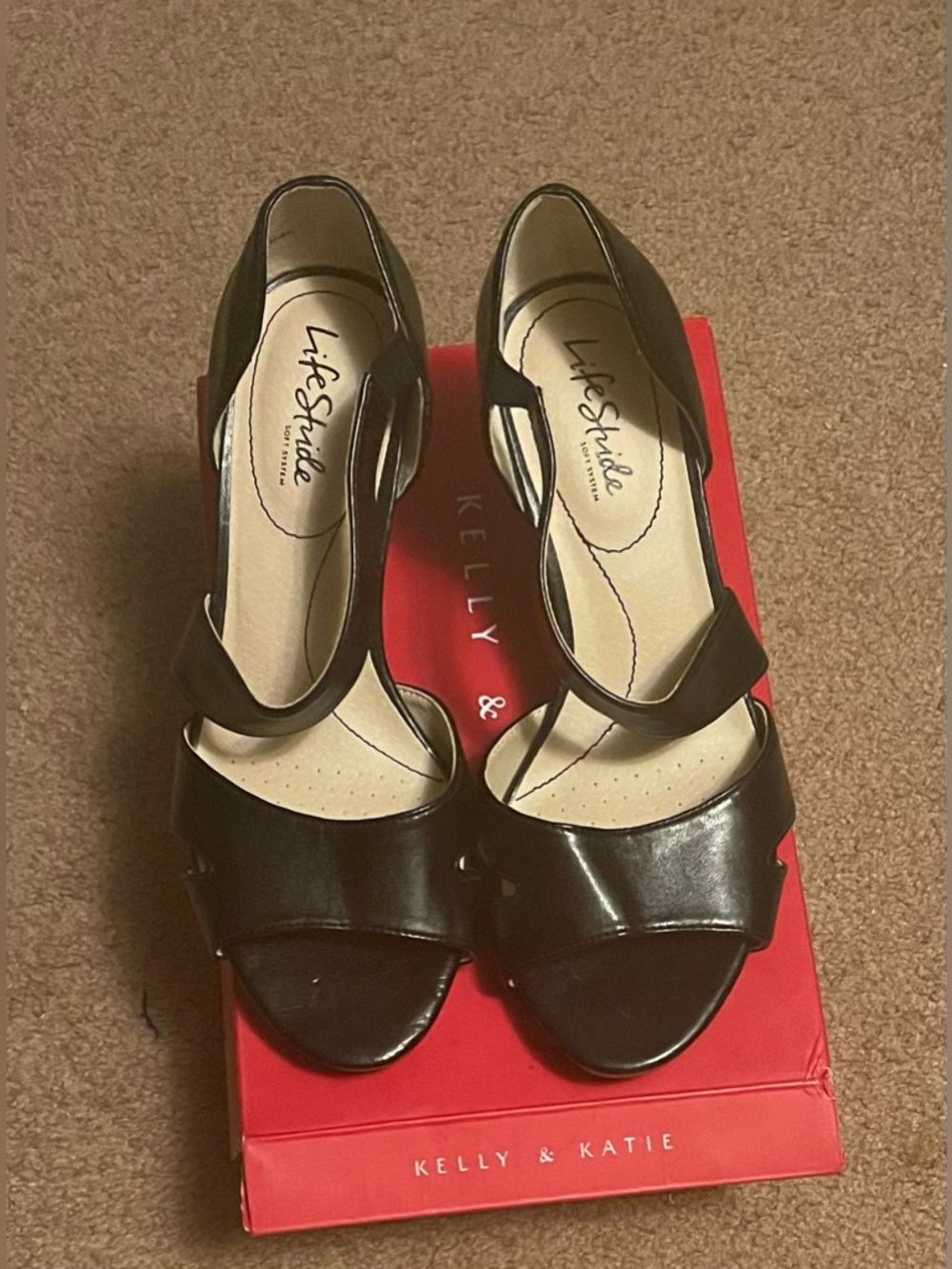 LifeStride Black Open-Toe Dress Heels. Perfect for party. About 3”heel.